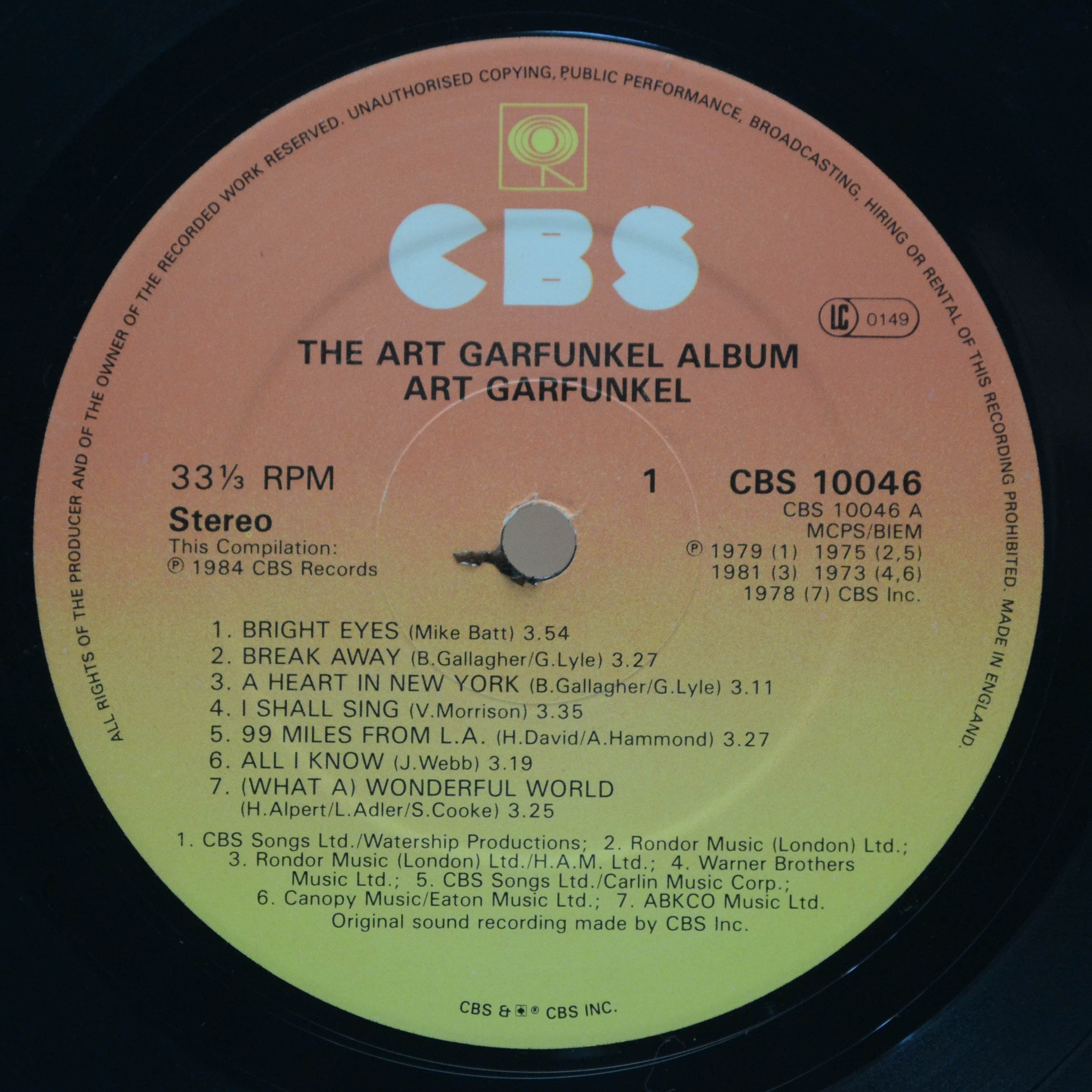 Art Garfunkel — The Art Garfunkel Album (UK), 1984