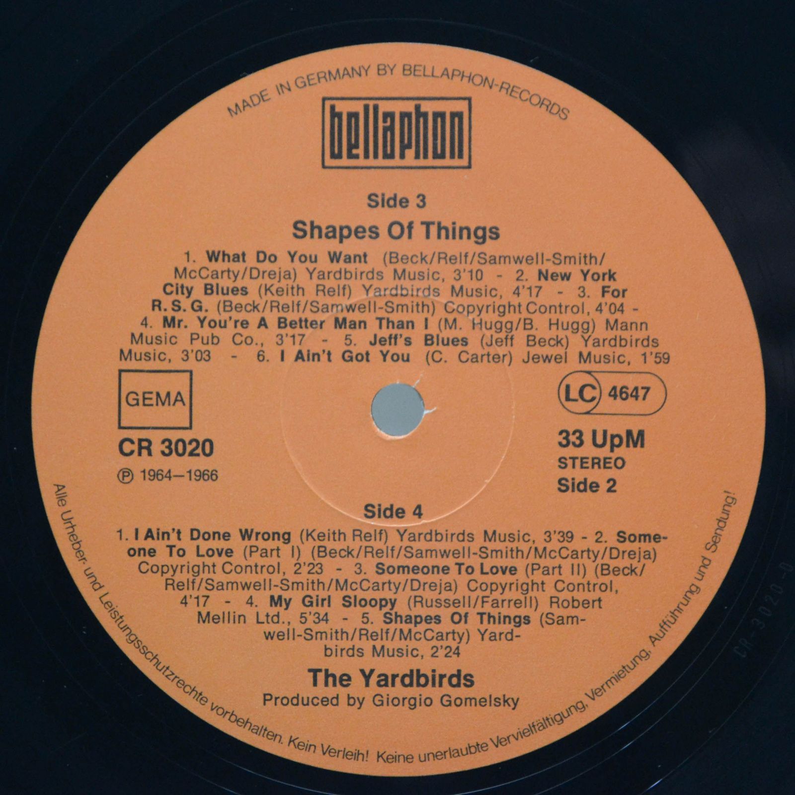 Yardbirds — Shapes Of Things (2LP), 1977