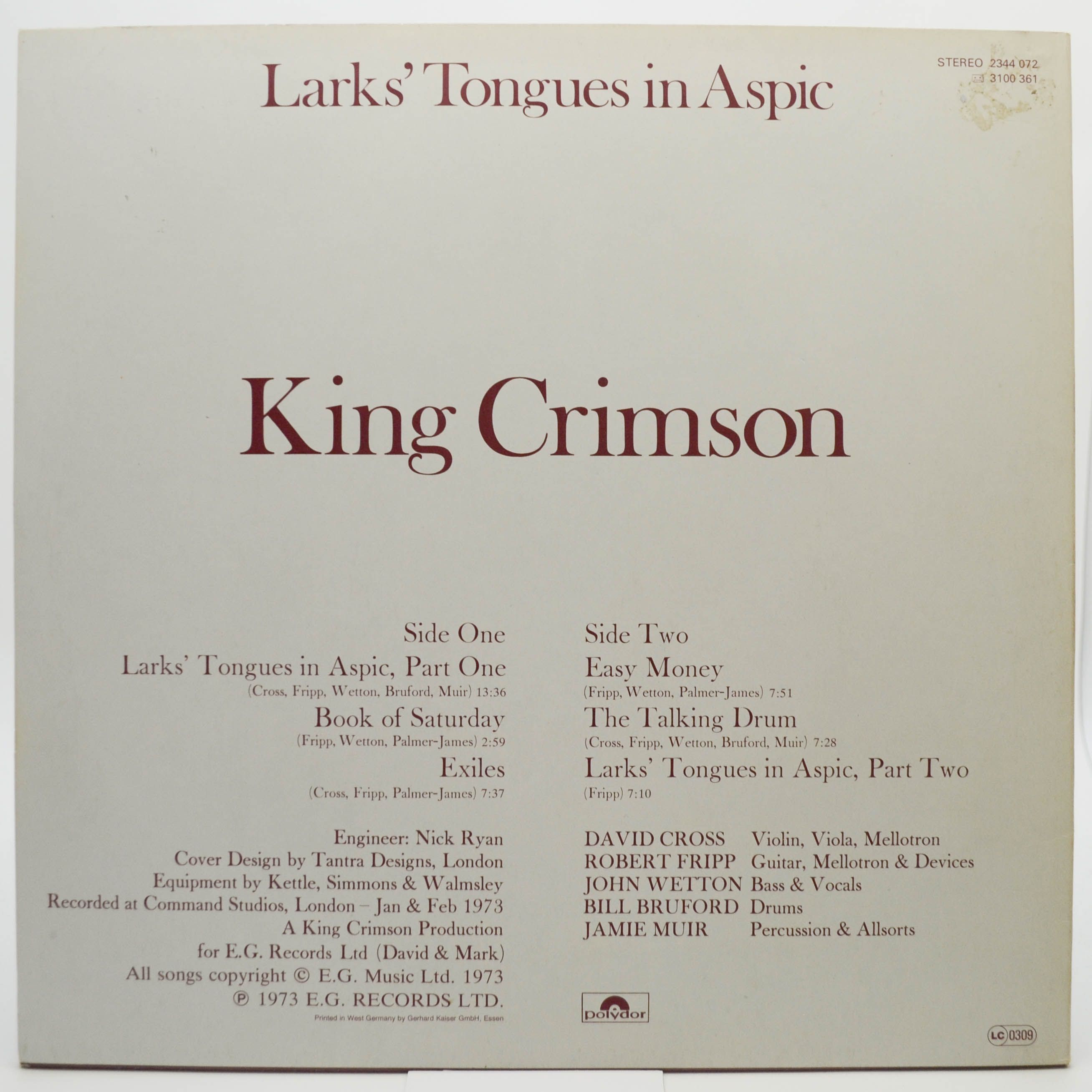 King Crimson — Larks' Tongues In Aspic, 1973
