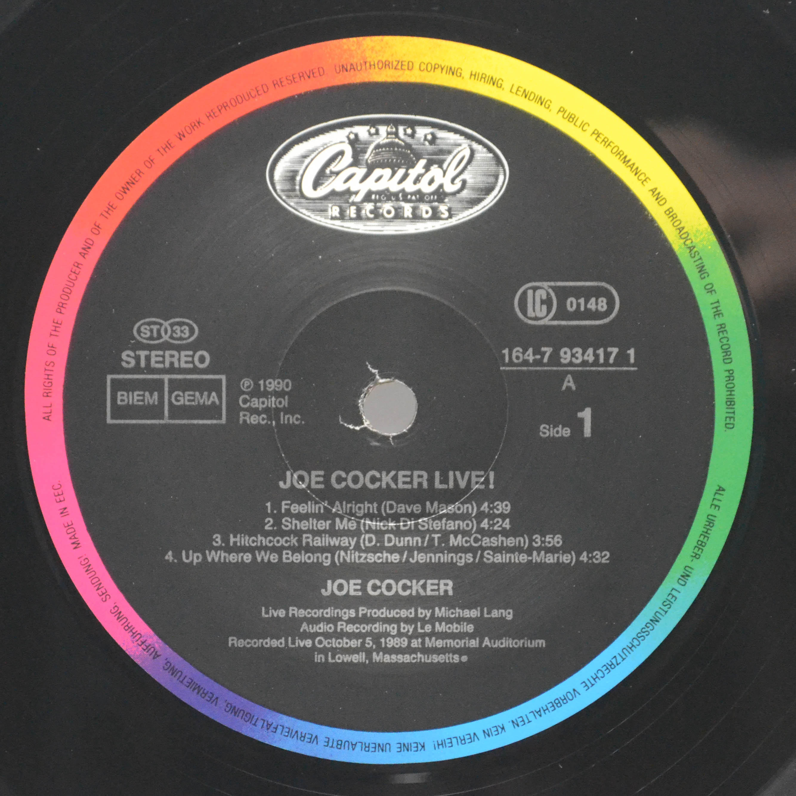 Joe Cocker — Joe Cocker Live! (2LP), 1990