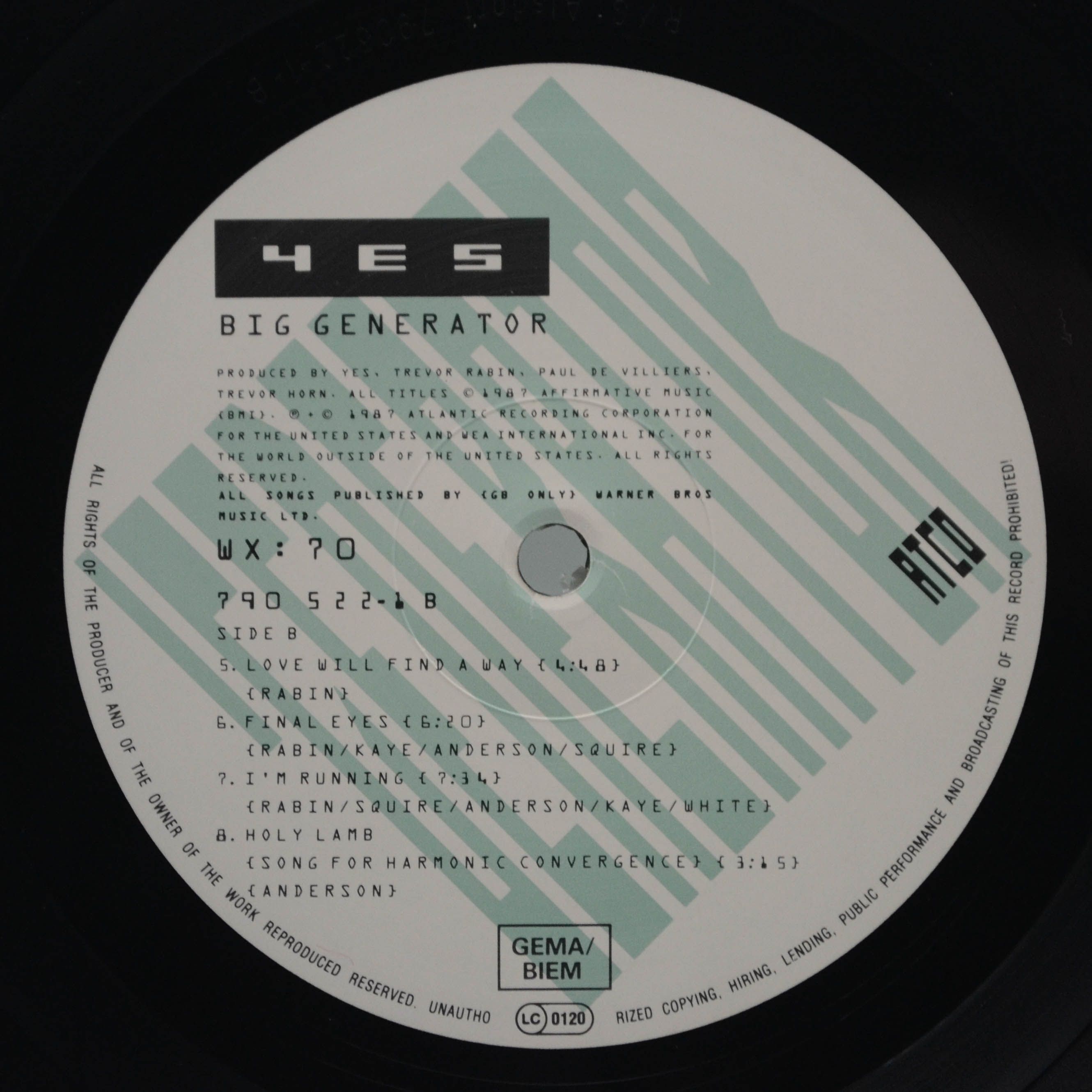 Yes — Big Generator, 1987