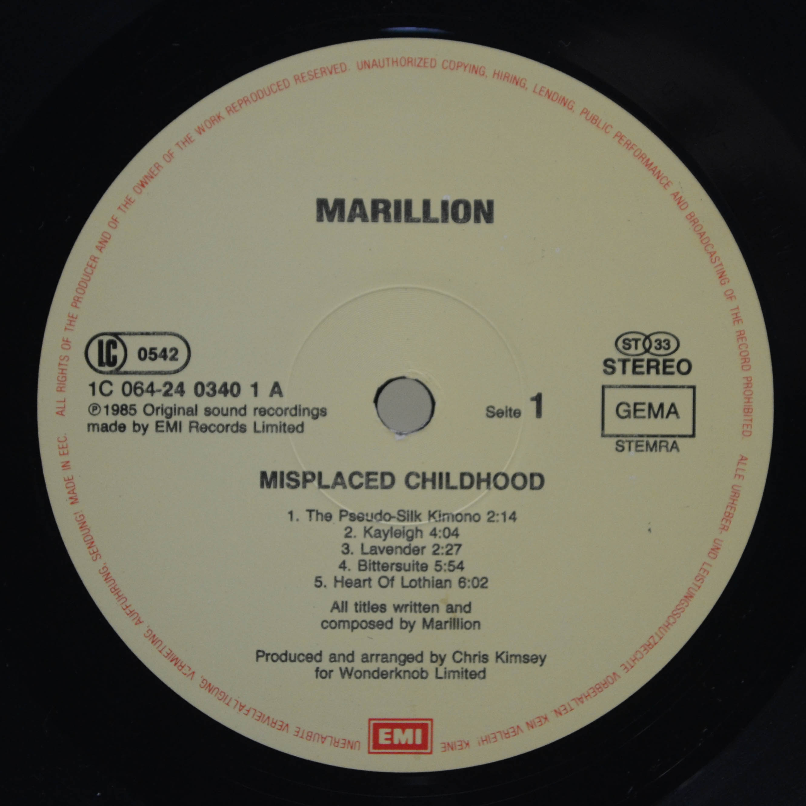 Marillion — Misplaced Childhood, 1985