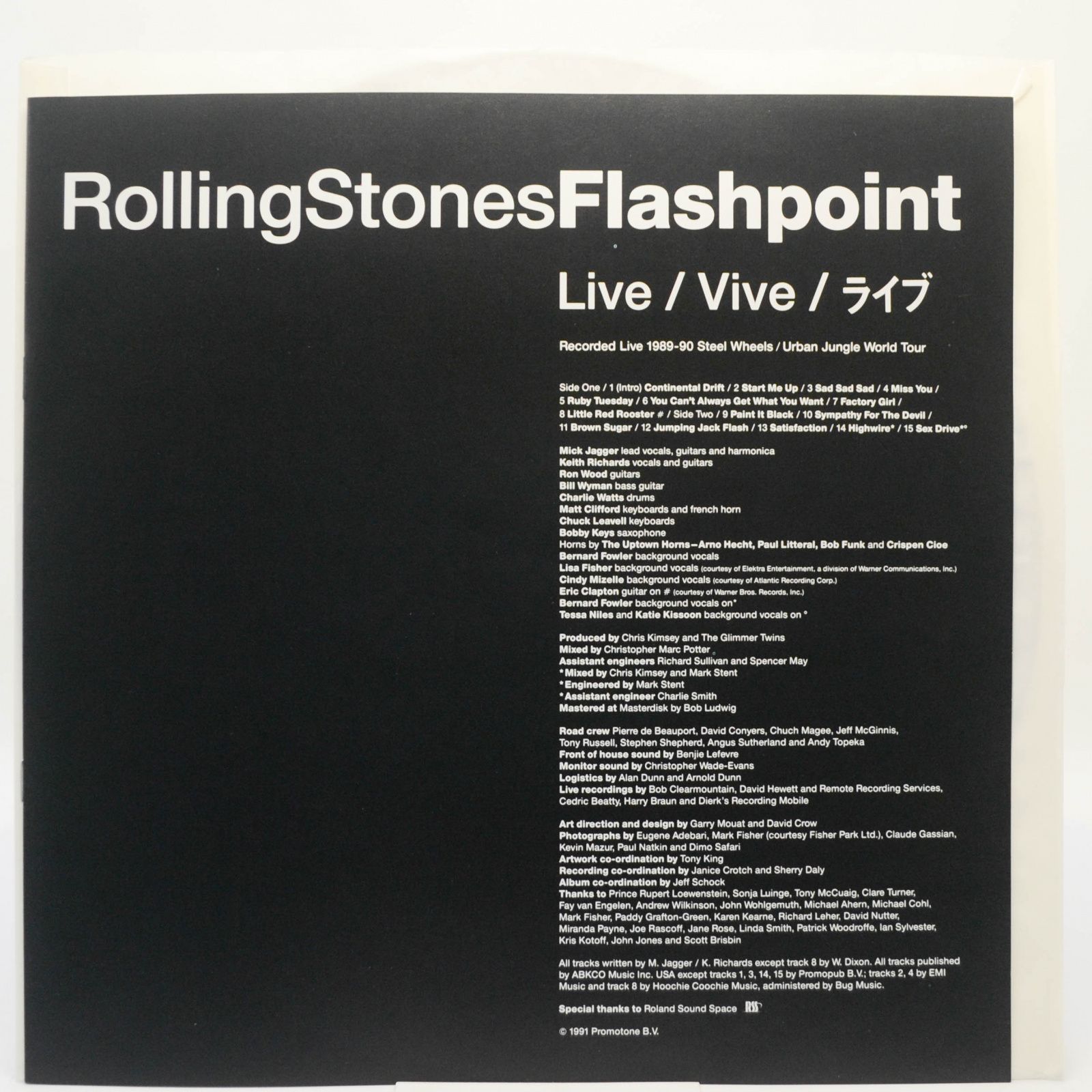 Rolling Stones — Flashpoint (booklet), 1991