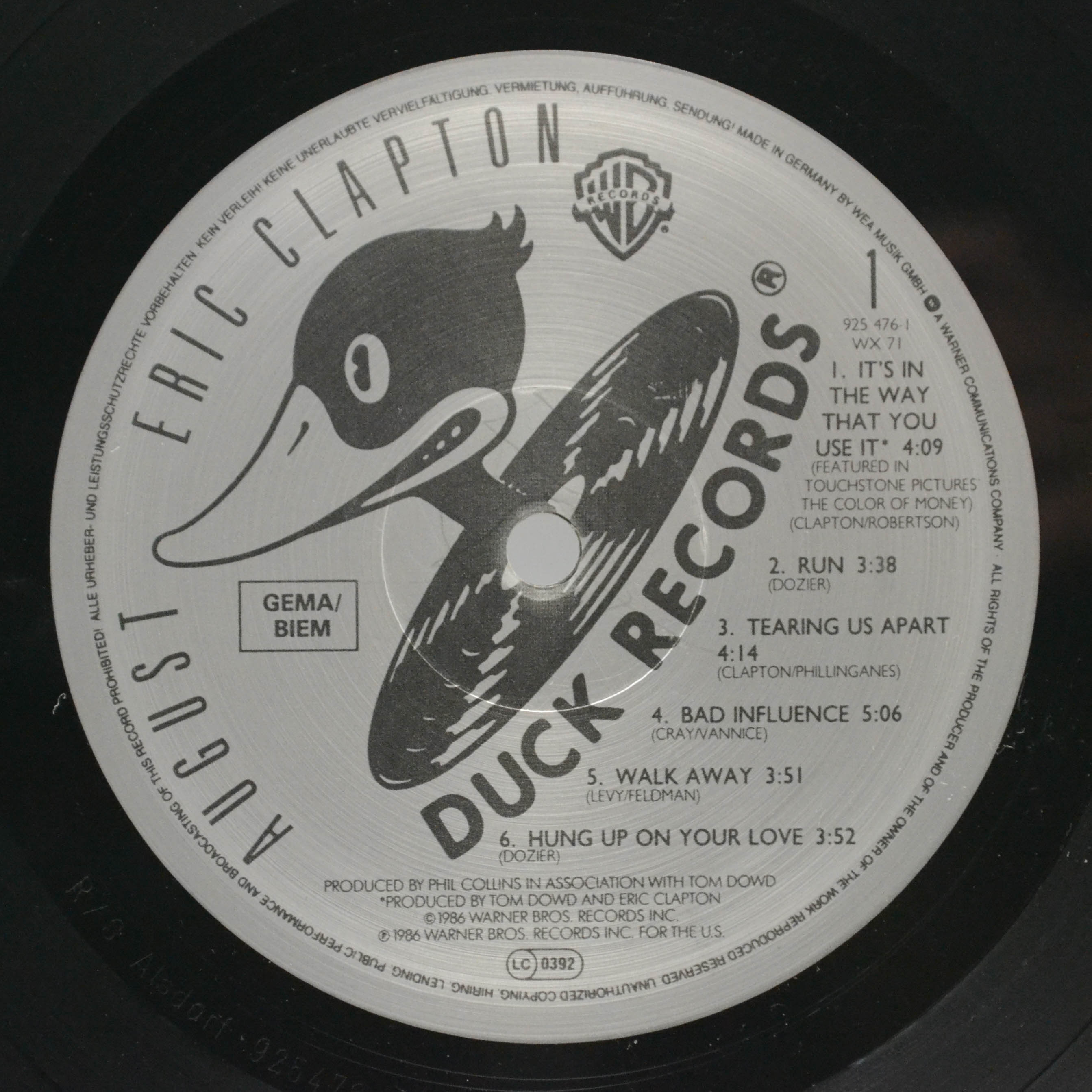 Eric Clapton — August, 1986