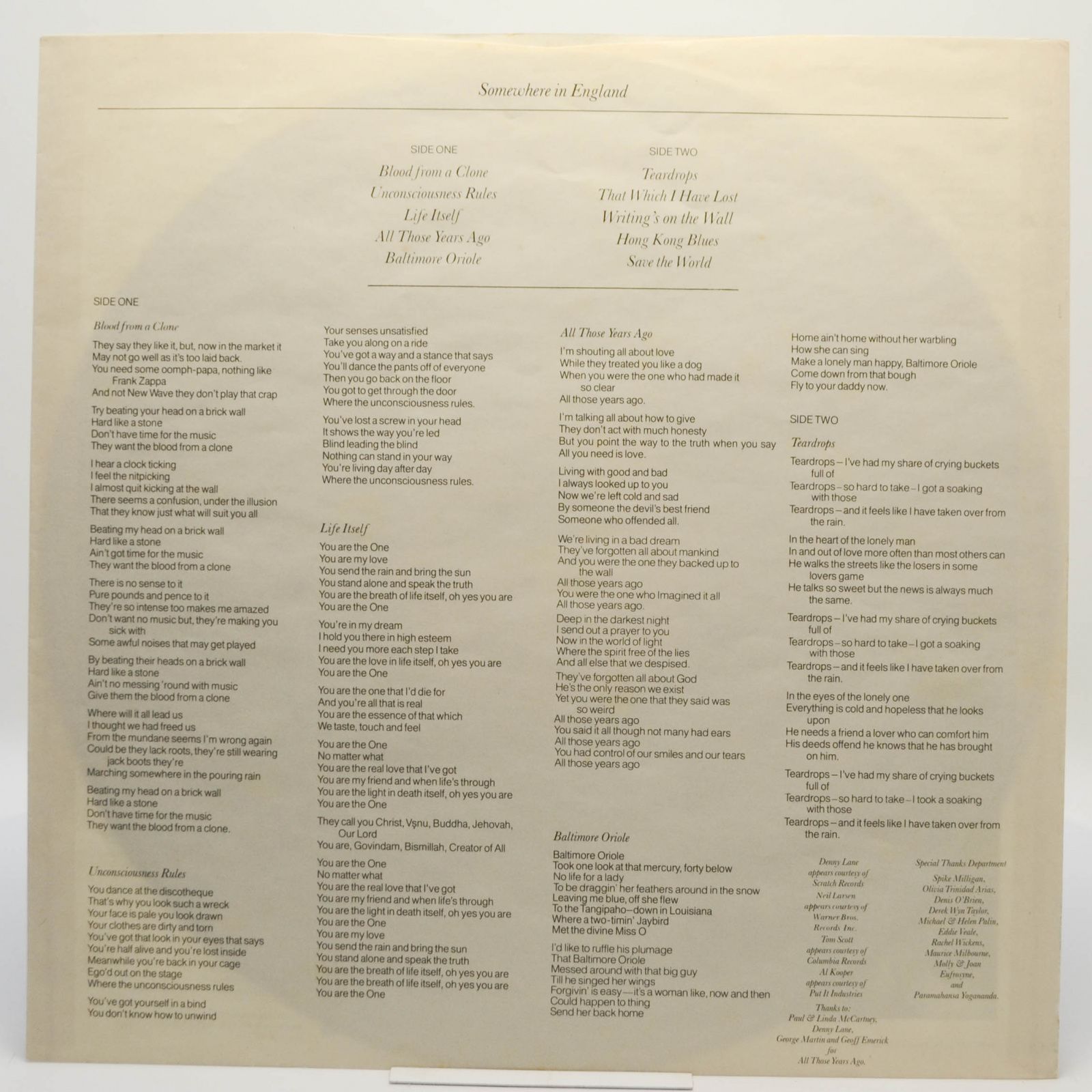 George Harrison — Somewhere In England, 1981