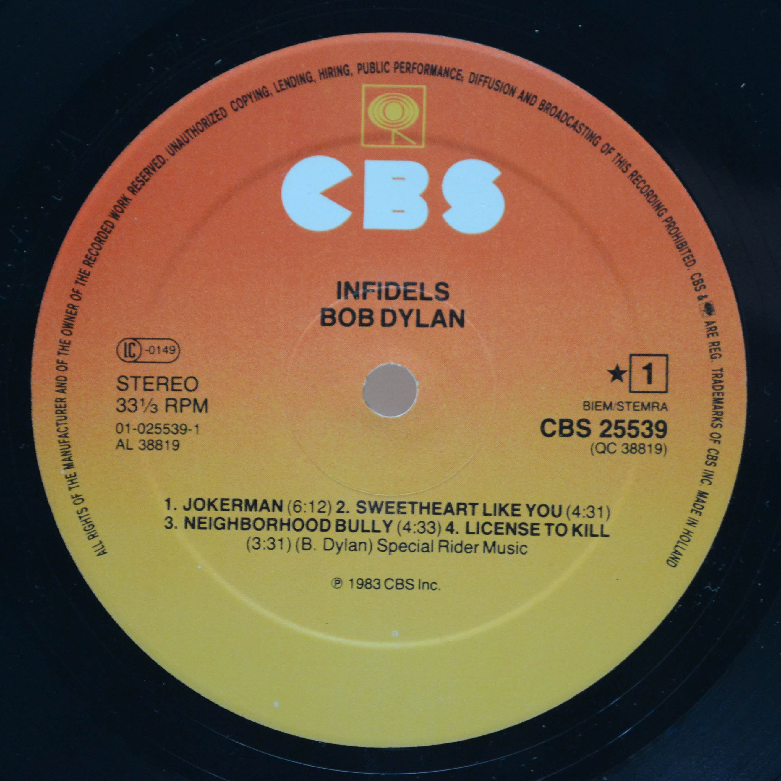 Bob Dylan — Infidels, 1983