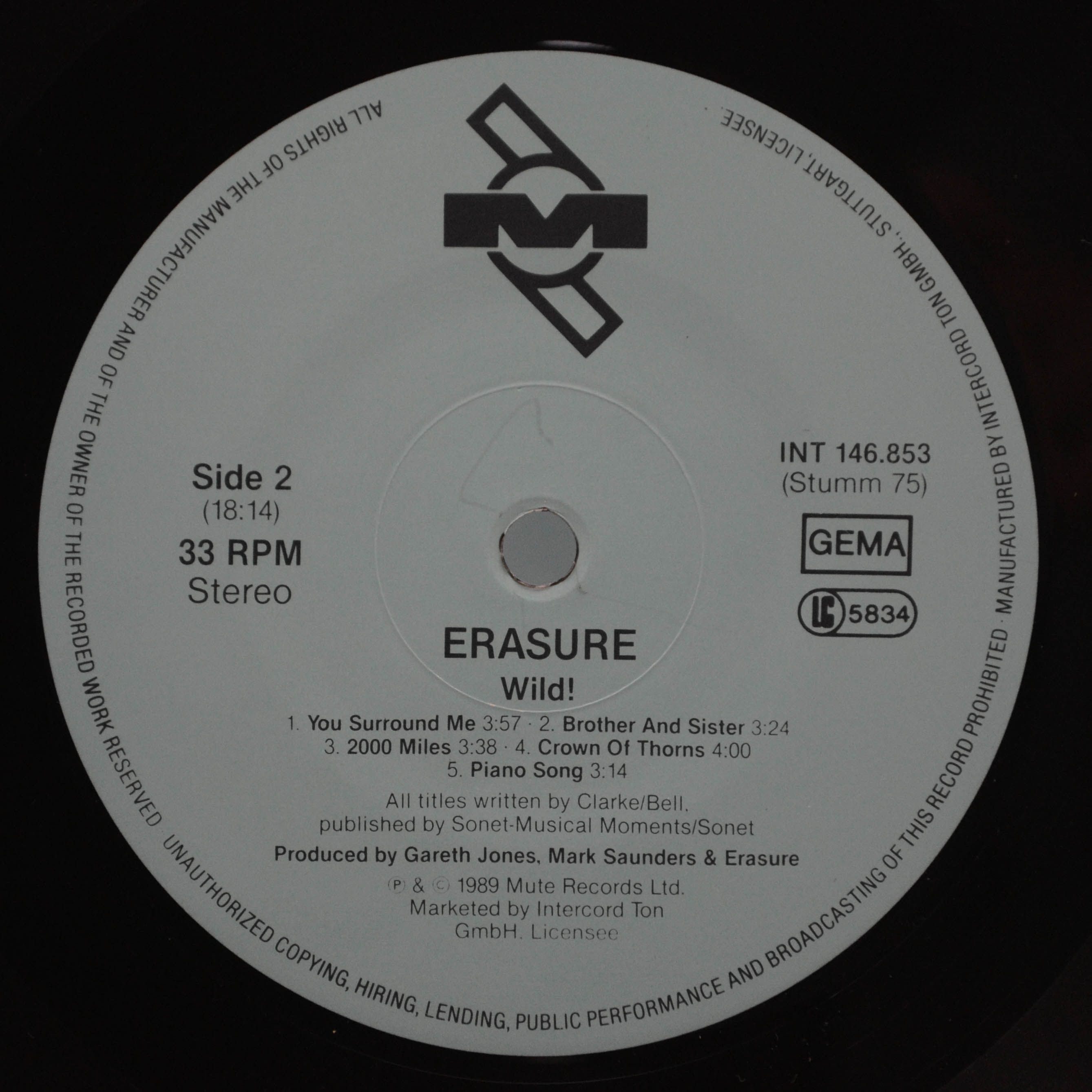 Erasure — Wild!, 1989