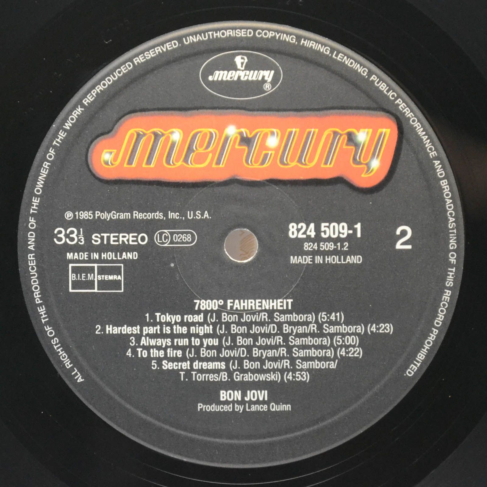 Bon Jovi — 7800° Fahrenheit, 1985