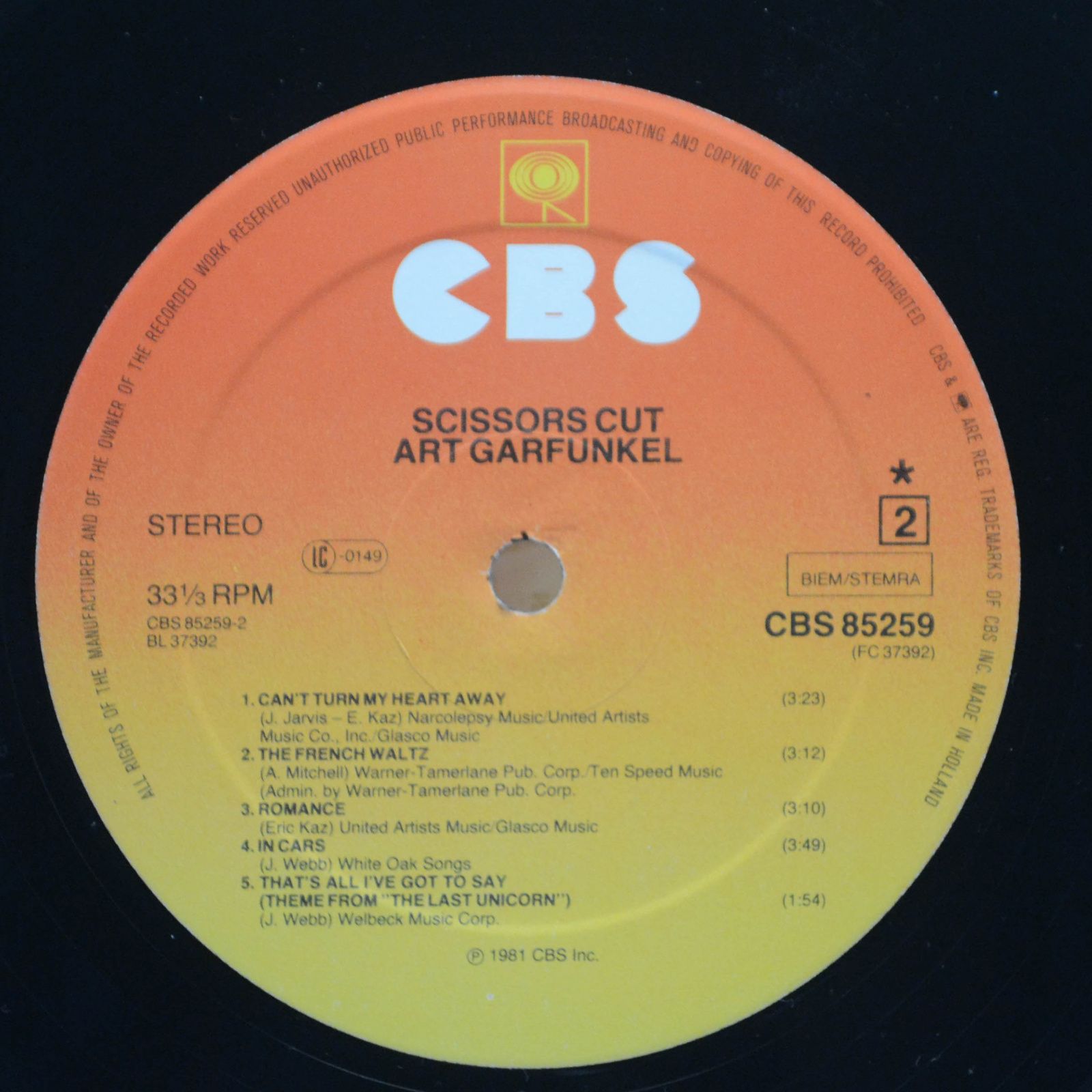 Art Garfunkel — Scissors Cut, 1981