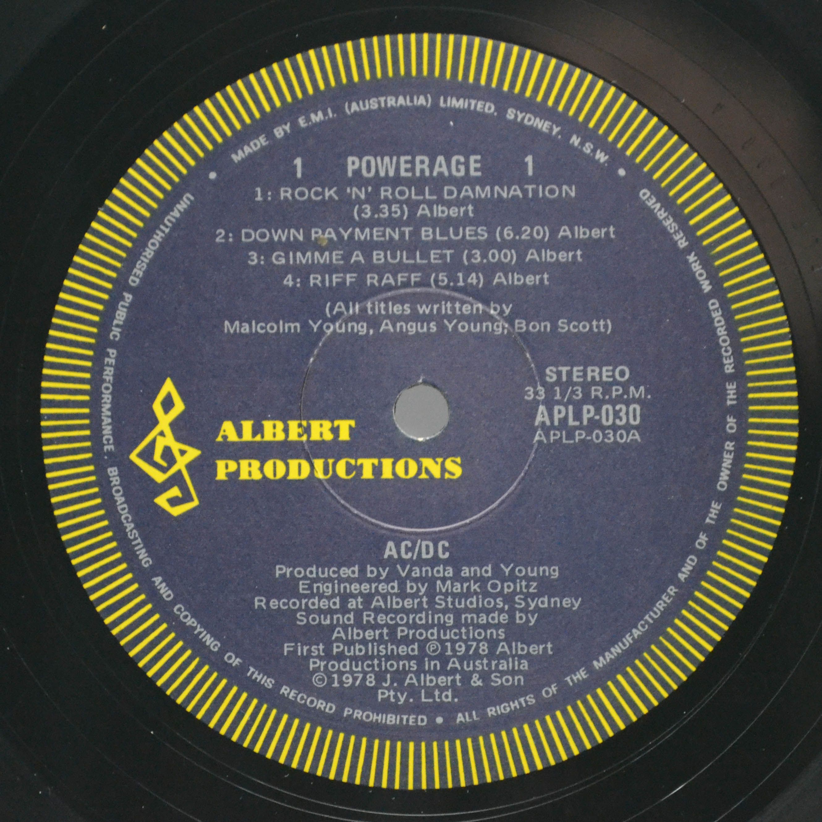 AC/DC — Powerage (1-st, Australia), 1978