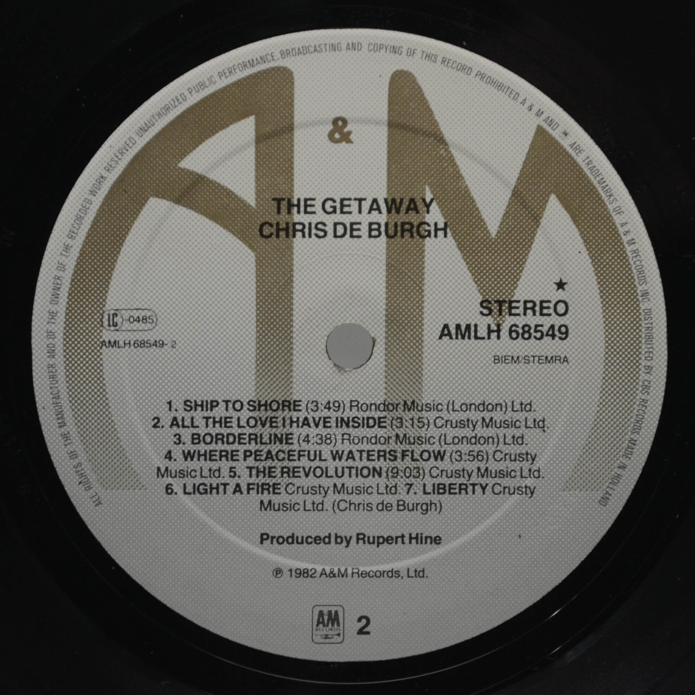 Chris de Burgh — The Getaway, 1982