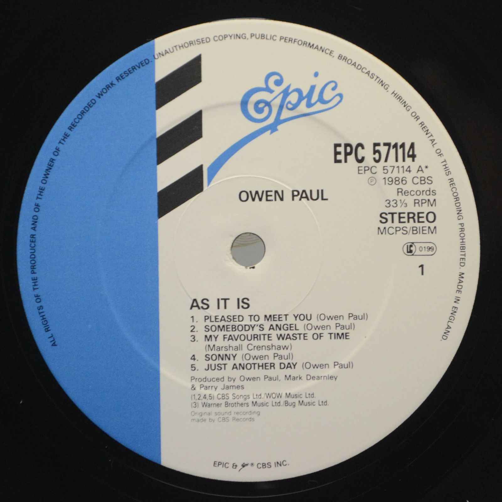 Owen Paul — As It Is ..., 1986