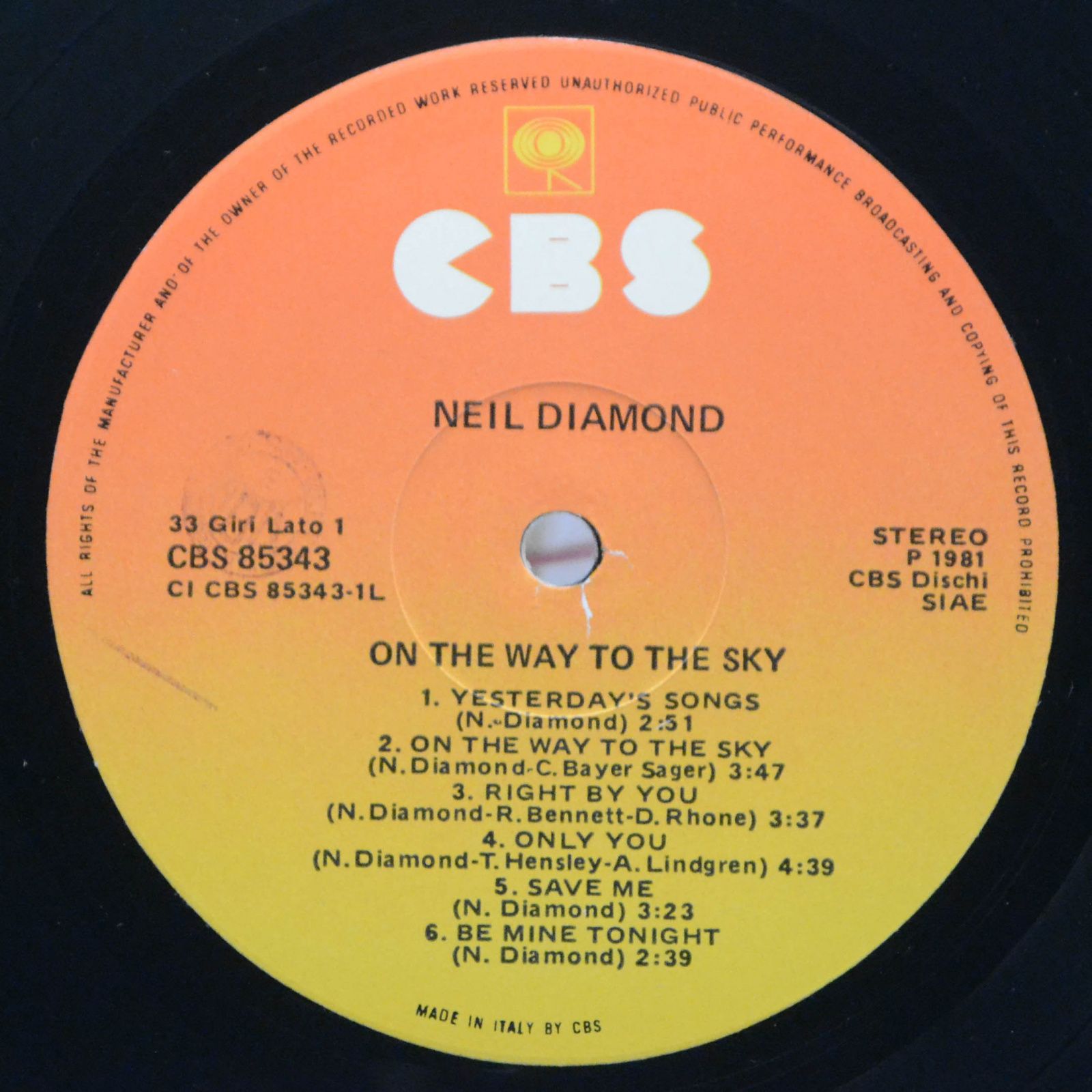 Neil Diamond — On The Way To The Sky, 1981