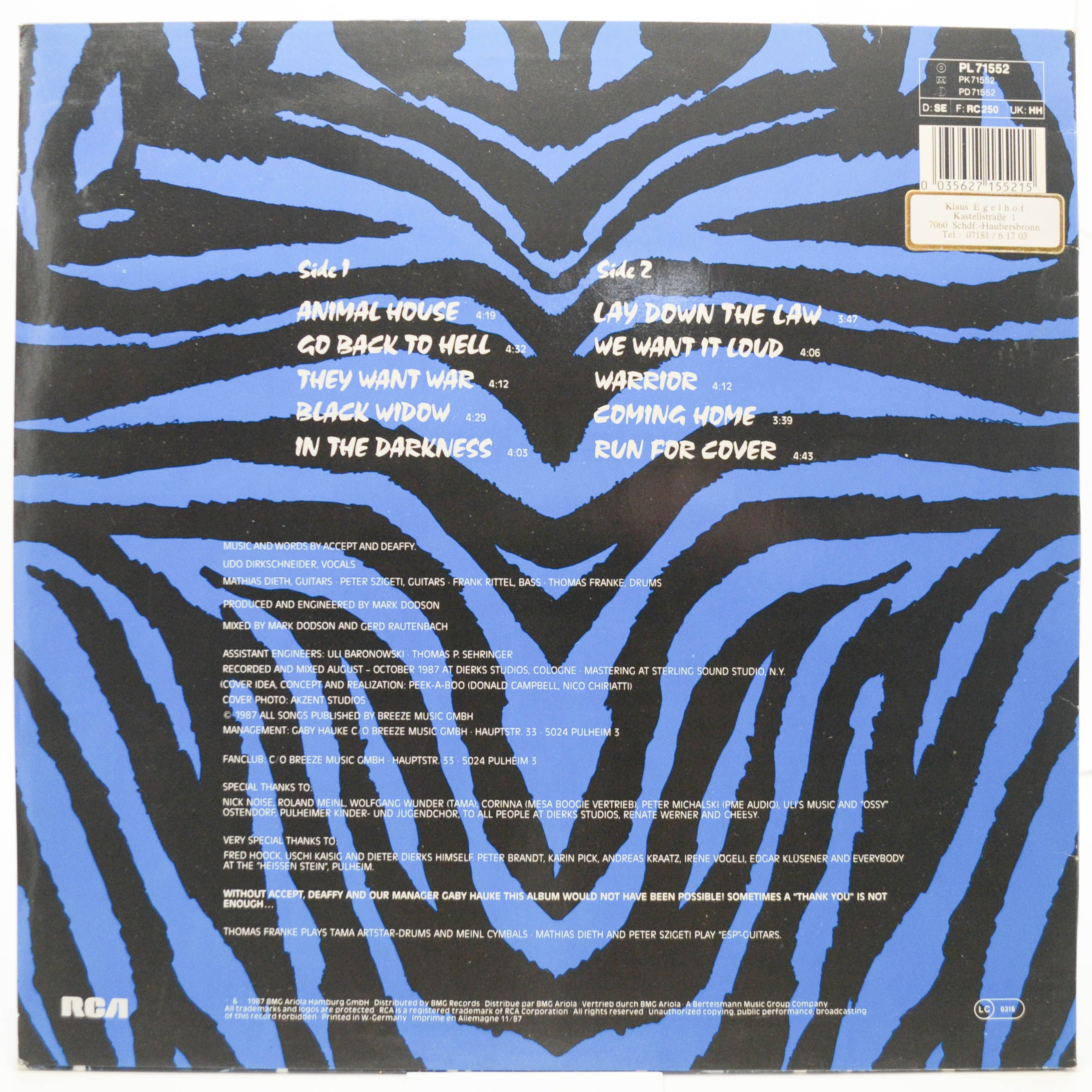 U.D.O. — Animal House, 1987