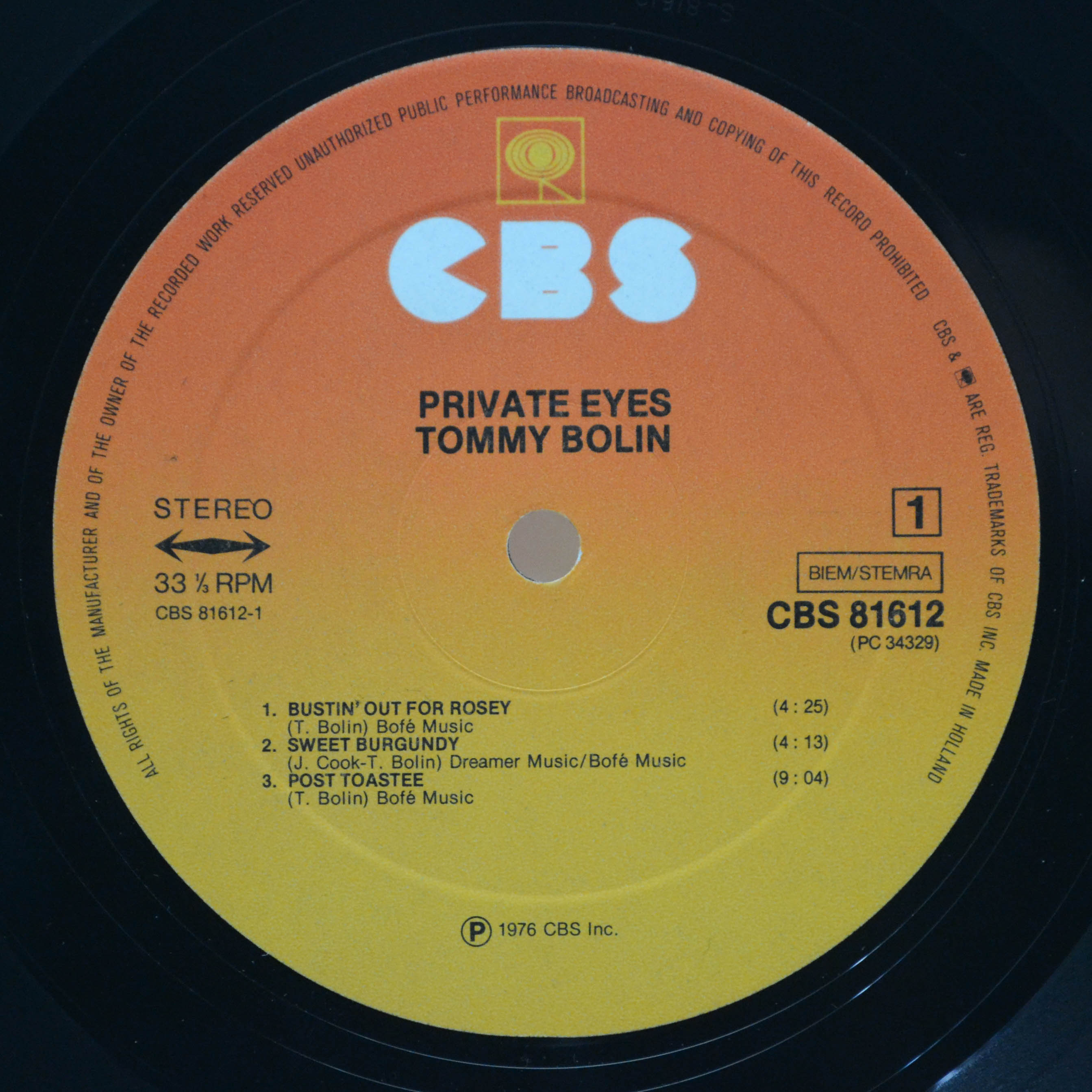 Tommy Bolin — Private Eyes, 1976