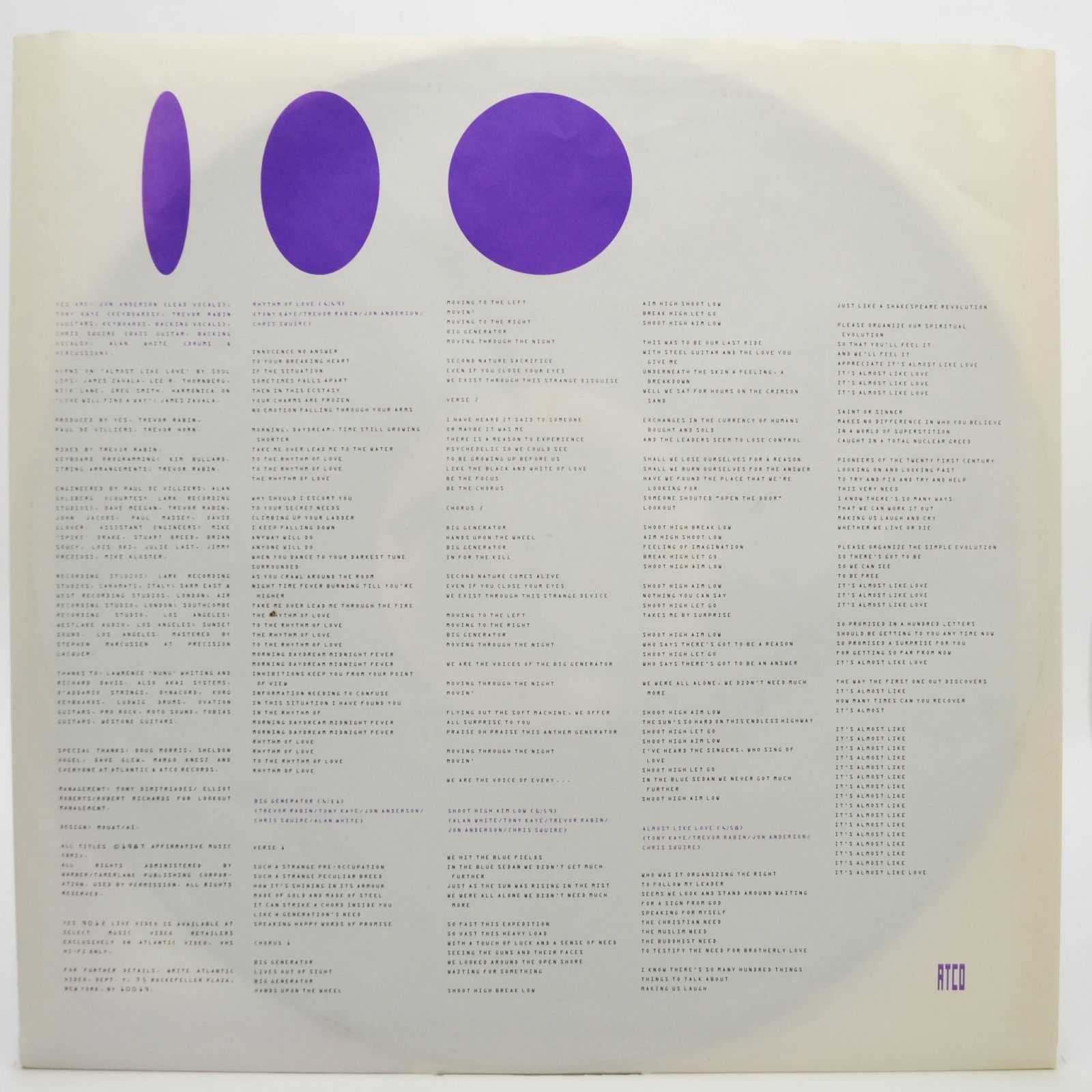 Yes — Big Generator, 1987